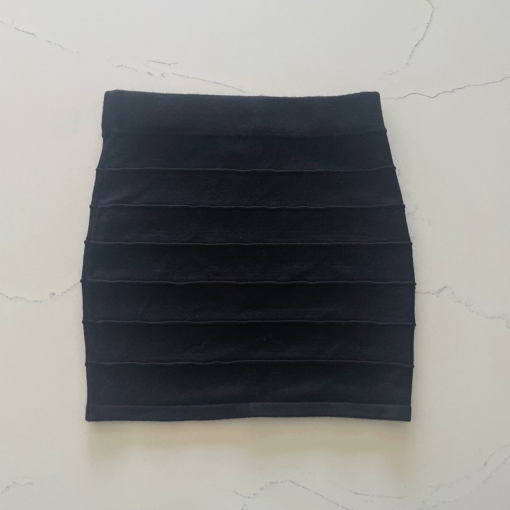Ambiance SF | Y2K Black Stretch Bandage Bodycon Mini Skirt | Size S